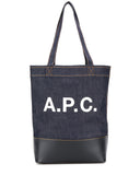 A.P.C. logo print denim tote