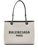 Bolsa tote de lona con estampado de logo Balenciaga