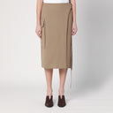 Victoria Beckham Sand-coloured pinstriped wrap skirt