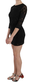 Elegant Black Silk Mini Dress with Sequins - Allure Absolue