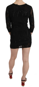 Elegant Black Silk Mini Dress with Sequins - Allure Absolue