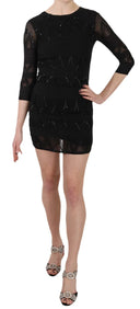 Elegant Black Silk Mini Dress with Sequins - Allure Absolue