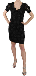 Elegant Black Sheath Silk Dress - Allure Absolue