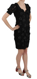 Elegant Black Sheath Silk Dress - Allure Absolue