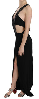 Elegant Flare Maxi Evening Dress with Crystal Accents - Allure Absolue
