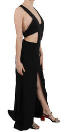 Elegant Flare Maxi Evening Dress with Crystal Accents - Allure Absolue