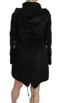Elegant Black Beaded Parka Jacket for Women - Allure Absolue