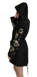 Elegant Black Beaded Parka Jacket for Women - Allure Absolue