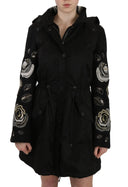 Elegant Black Beaded Parka Jacket for Women - Allure Absolue