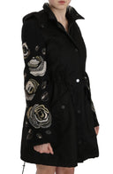 Elegant Black Beaded Parka Jacket for Women - Allure Absolue