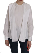 Elegant White Cotton Crew Neck Top - Allure Absolue
