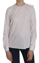 Elegant White Cotton Crew Neck Top - Allure Absolue