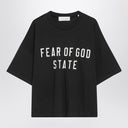 Черная футболка Fear of God Essentials с круглым вырезом и логотипом