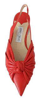 Chic Red Pointed Toe Leather Flats Jimmy Choo