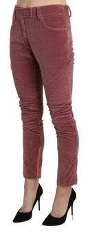Chic Red Mid Waist Skinny Trousers - Allure Absolue