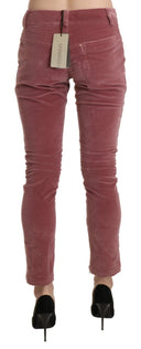 Chic Red Mid Waist Skinny Trousers - Allure Absolue