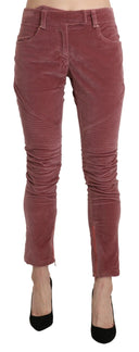 Chic Red Mid Waist Skinny Trousers - Allure Absolue