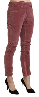 Chic Red Mid Waist Skinny Trousers - Allure Absolue