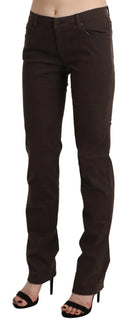 Chic Brown Mid Waist Skinny Trousers - Allure Absolue