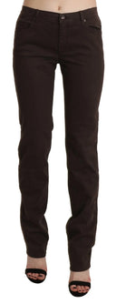 Chic Brown Mid Waist Skinny Trousers - Allure Absolue