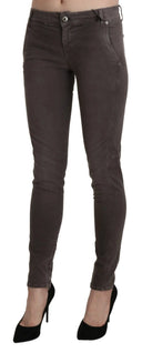 Chic Brown Low Waist Skinny Trousers - Allure Absolue