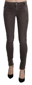 Chic Brown Low Waist Skinny Trousers - Allure Absolue