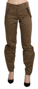 Chic Brown Mid Waist Straight Trousers - Allure Absolue