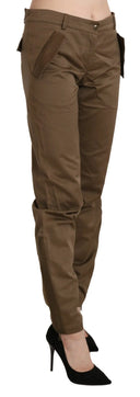 Chic Brown Mid Waist Straight Trousers - Allure Absolue