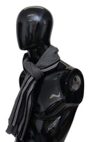 Gray Stripes Pattern 100% Wool Unisex Neck Wrap Scarf