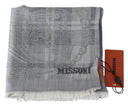 Chic Unisex Gray Wool Scarf with Logo Embroidery Missoni