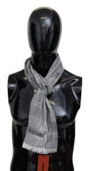 Chic Unisex Gray Wool Scarf with Logo Embroidery Missoni