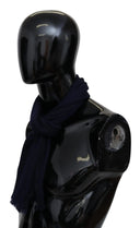 Elegant Blue Wool Scarf with Embroidered Logo Missoni