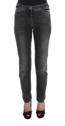 Elegant Gray Regular Fit Jeans - Allure Absolue