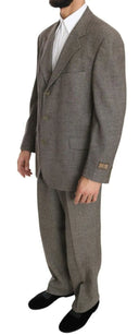 Elegant Light Brown Wool Men's Suit - Allure Absolue