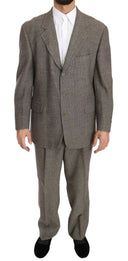 Elegant Light Brown Wool Men's Suit - Allure Absolue