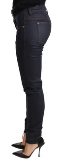 Chic Dark Blue Low Waist Skinny Jeans - Allure Absolue