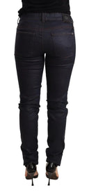 Chic Dark Blue Low Waist Skinny Jeans - Allure Absolue