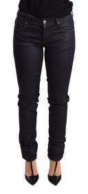 Chic Dark Blue Low Waist Skinny Jeans - Allure Absolue