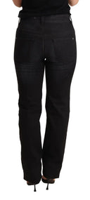 Chic Black Washed Straight Cut Jeans - Allure Absolue