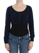 Chic Cashmere-Blend Cropped Sweater in Blue Ermanno Scervino