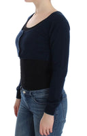 Chic Cashmere-Blend Cropped Sweater in Blue Ermanno Scervino
