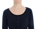 Chic Cashmere-Blend Cropped Sweater in Blue Ermanno Scervino