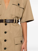 Vestido midi de sarga de algodón Saint Laurent