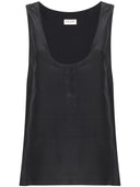 Шелковый топ-майка с воротником хенли Saint Laurent