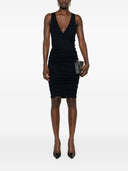 Мини-платье Saint Laurent с драпировкой и V-образным вырезом