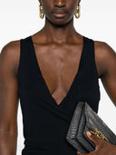 Vestido mini con fruncido y escote en V de Saint Laurent