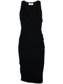 Мини-платье Saint Laurent с драпировкой и V-образным вырезом