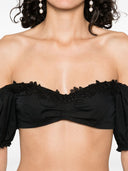 Top de algodón con detalle de encaje y hombros descubiertos Ermanno Scervino