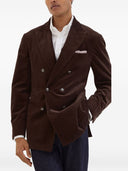 Brunello Cucinelli Comfort cotton and cashmere corduroy one-and-a-half breasted deconstructed blazer with patch pockets and metal buttons