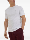 Brunello Cucinelli Cotton jersey crew neck T-shirt with logo and faux-layering